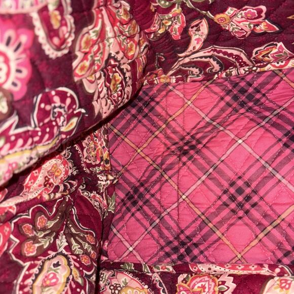 Vera Bradley Large Tote And Pencil Pouch Raspberry Paisley Pattern - Picture 7 of 11